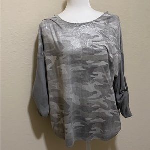 Gigi Moda shimmery camo blouse